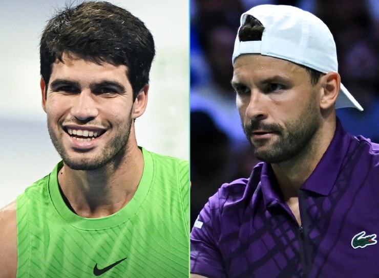 Alcaraz (bên trái) thêm lần nữa chạm trán Dimitrov (bên phải) ở Indian Wells