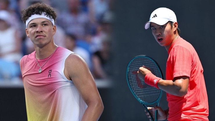 Tien (bên phải) và Shelton (bên trái) trước cuộc đối đầu