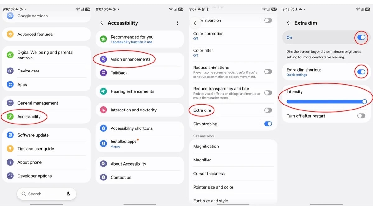 Tính năng Extra dim cho phép ép độ sáng đỉnh xuống thấp hơn 80% so với giới hạn thông thường.