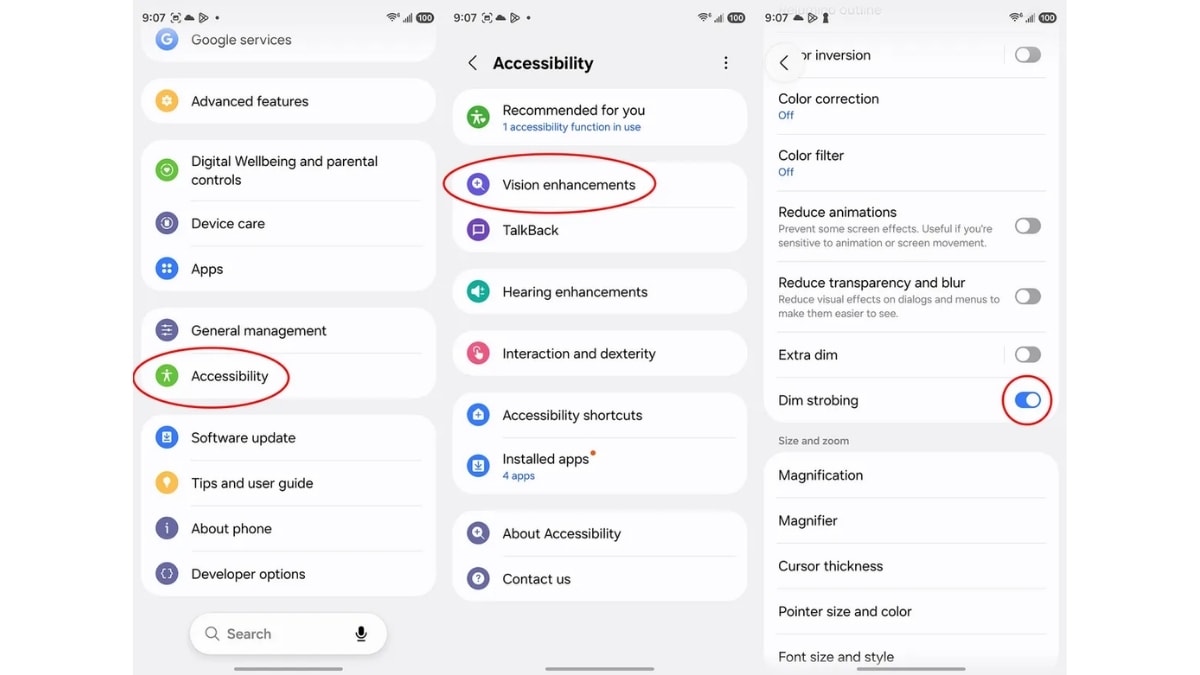 Người dùng có thể kích hoạt tính năng Giảm chớp sáng ngay trong phần Cài đặt của máy.