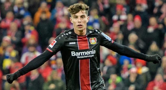 Havertz trong màu áo Leverkusen.