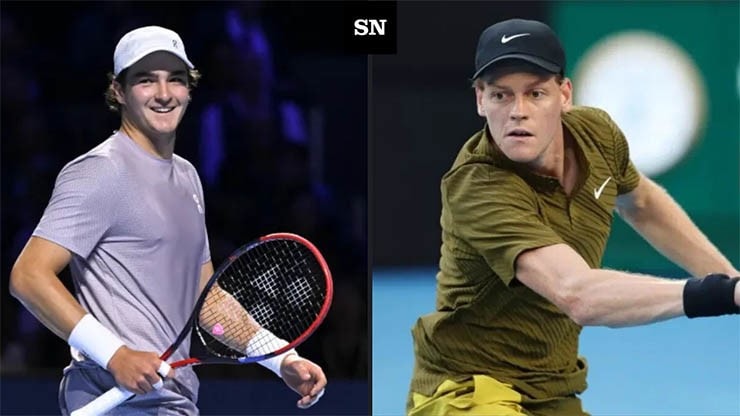 Joao Fonseca và Jannik Sinner trong trận đấu tại Indian Wells