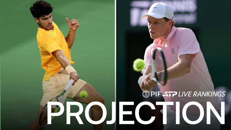 Alcaraz (bên trái) và Sinner (bên phải) tại Miami Open 2026