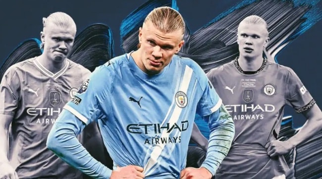 Erling Haaland thi đấu mờ nhạt trong các lần xuất hiện tại sân vận động Wembley.