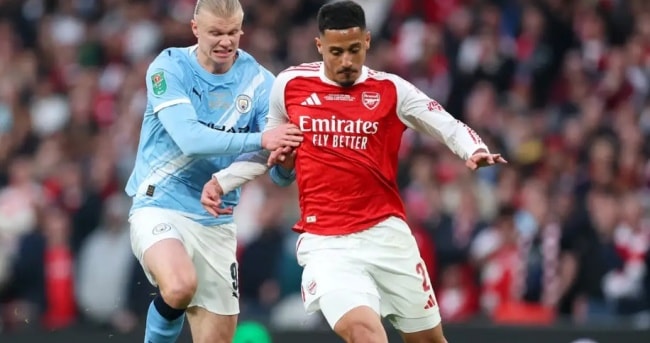 William Saliba vô hiệu hóa Erling Haaland trong trận đấu