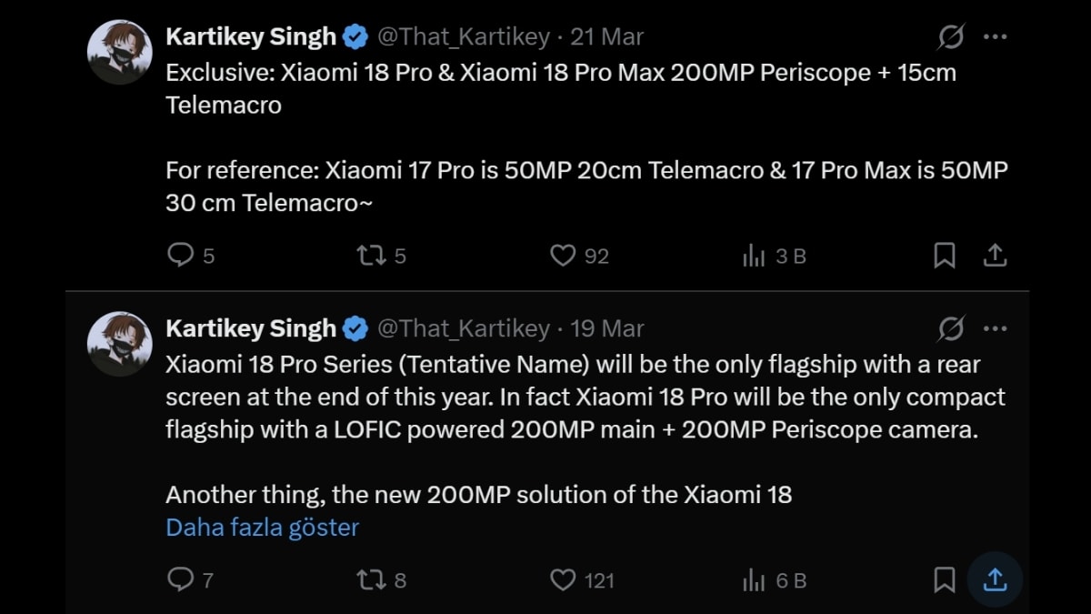 Xiaomi 18 Pro và Pro Max sẽ được trang bị cảm biến LOFIC tối tân, kết hợp cùng camera chính 200MP