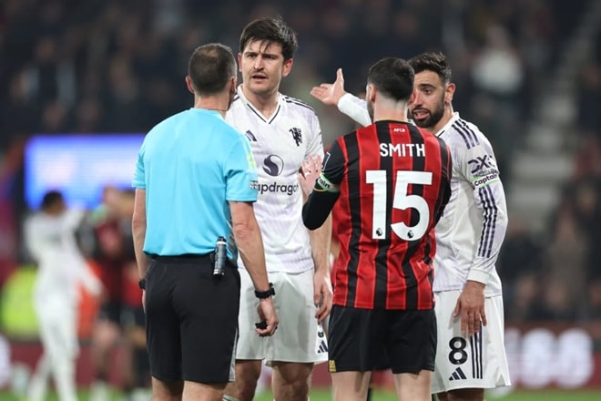 Harry Maguire ăn mừng bàn thắng trong màu áo Manchester United