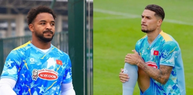 Bộ đôi Xuân Son và Hoàng Hên tập luyện chuẩn bị cho trận giao hữu với Bangladesh