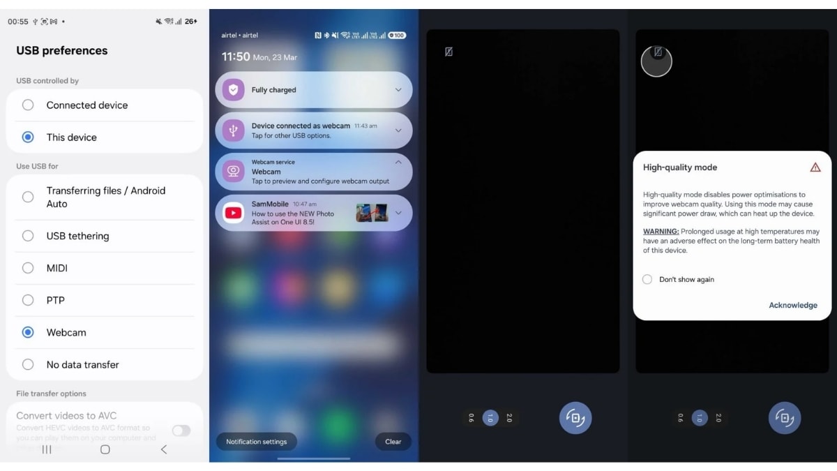 Samsung cũng cung cấp một chế độ chất lượng cao (HD mode) giúp tăng độ sắc nét của hình ảnh