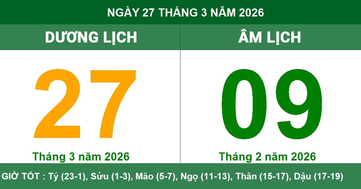 Lịch vạn niên ngày 27/03/2026