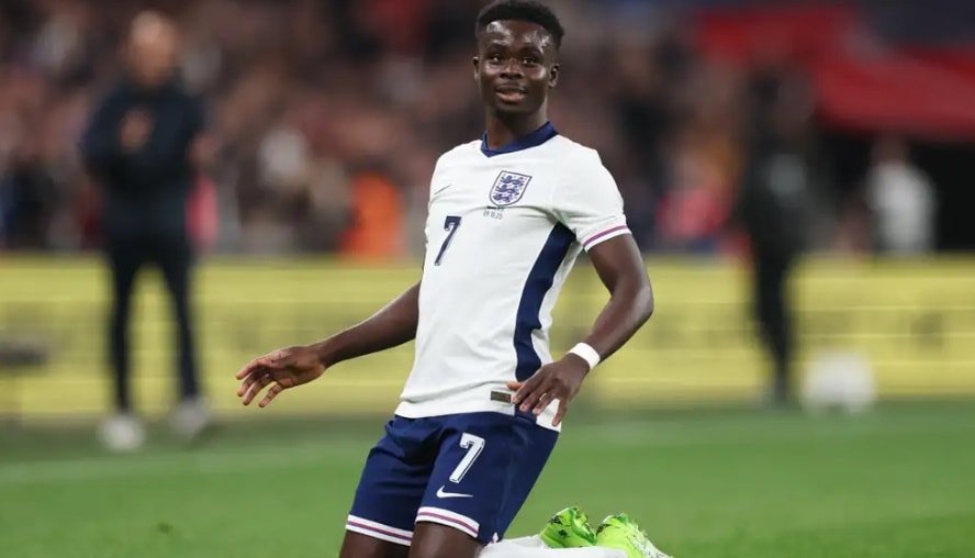 Saka đang là cầu thủ Arsenal ghi nhiều bàn nhất cho tuyển Anh.