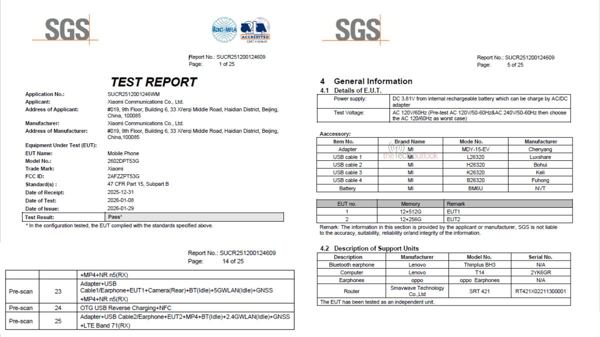 Chứng nhận FCC của Xiaomi 17T hiển thị các thông số kỹ thuật chính