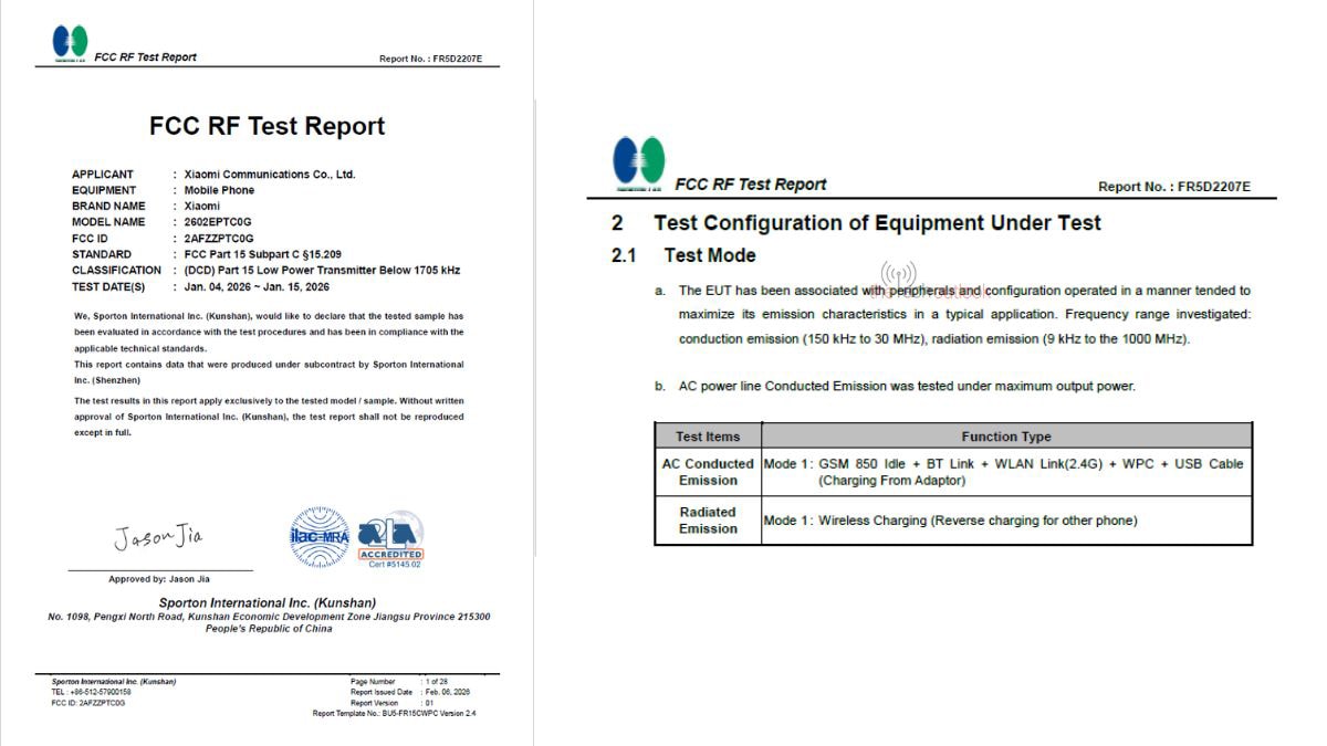 Mã model của Xiaomi 17T Pro được liệt kê trong danh sách thiết bị đạt chuẩn FCC