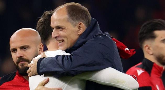 HLV Thomas Tuchel trong buổi họp báo ra mắt đội tuyển Anh.