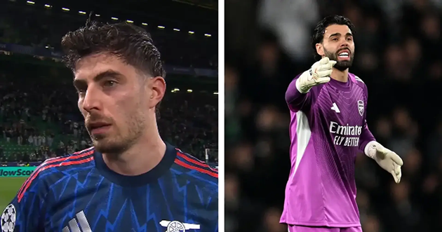 Kai Havertz tán dương đồng đội David Raya sau trận đấu