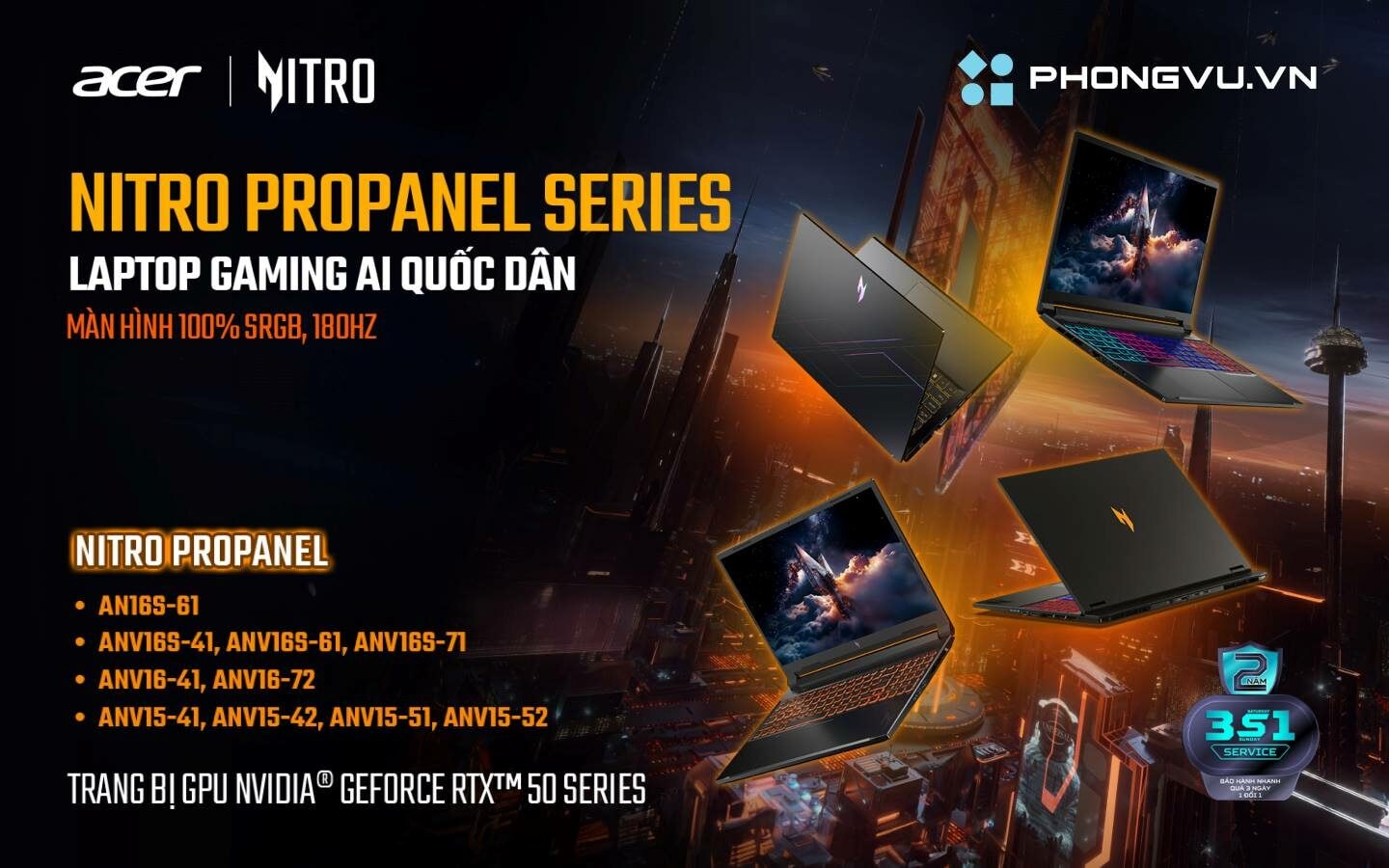 Nitro ProPanel – Laptop chơi PUBG, Liên Minh, Valorant, CS ổn định trong tầm giá