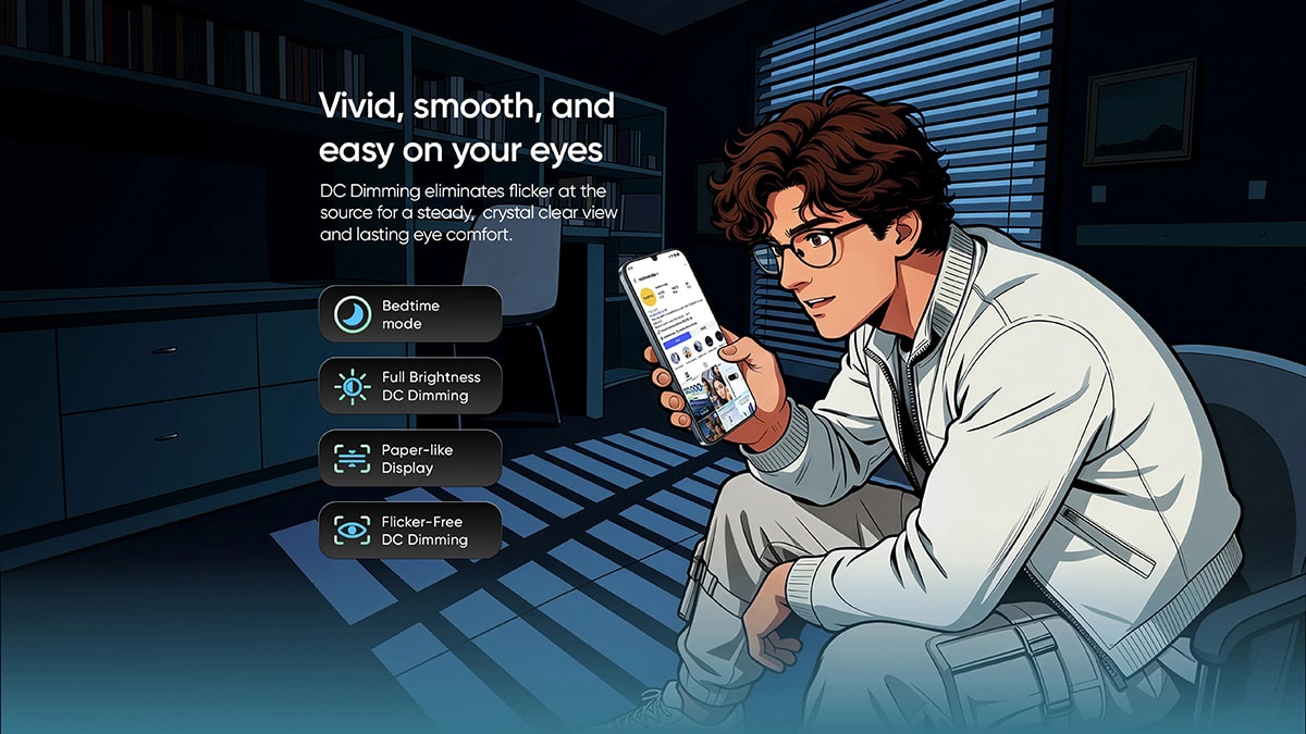 Màn hình 144Hz của realme Narzo 100 Lite 5G hỗ trợ nhiều tính năng bảo vệ mắt