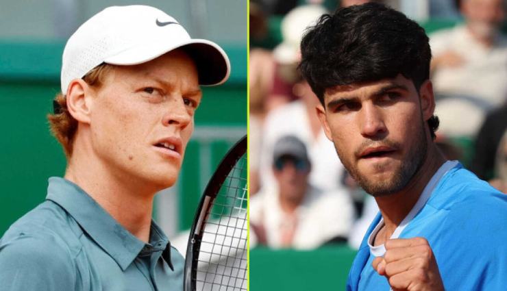 Alcaraz (bên phải) và Sinner (bên trái) trong cuộc đua giành ngôi số 1 thế giới tại Barcelona Open 2026