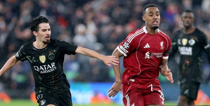 Ryan Gravenberch là điểm sáng hiếm hoi của Liverpool trong hiệp thi đấu thứ hai.