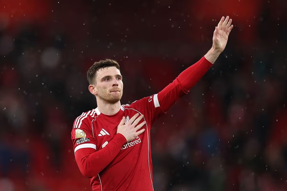 Hậu vệ Andy Robertson không được Liverpool gia hạn hợp đồng.