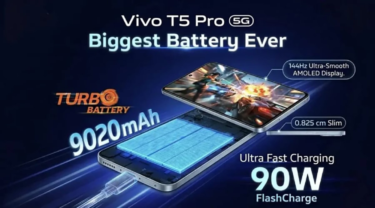 Viên pin của vivo T5 Pro 5G có thể đáp ứng tốt 3 ngày dài sử dụng của người dùng