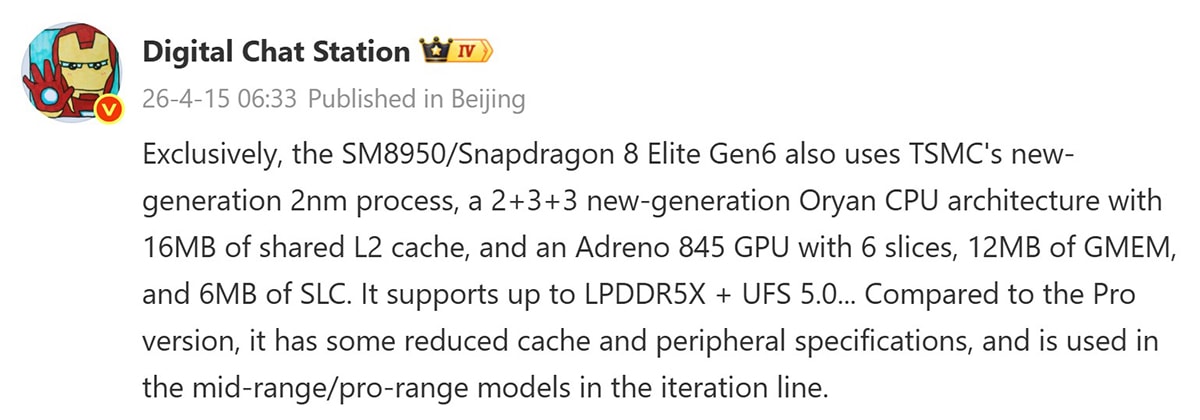 Qualcomm chia sẻ thông tin về Snapdragon 8 Elite Gen 6