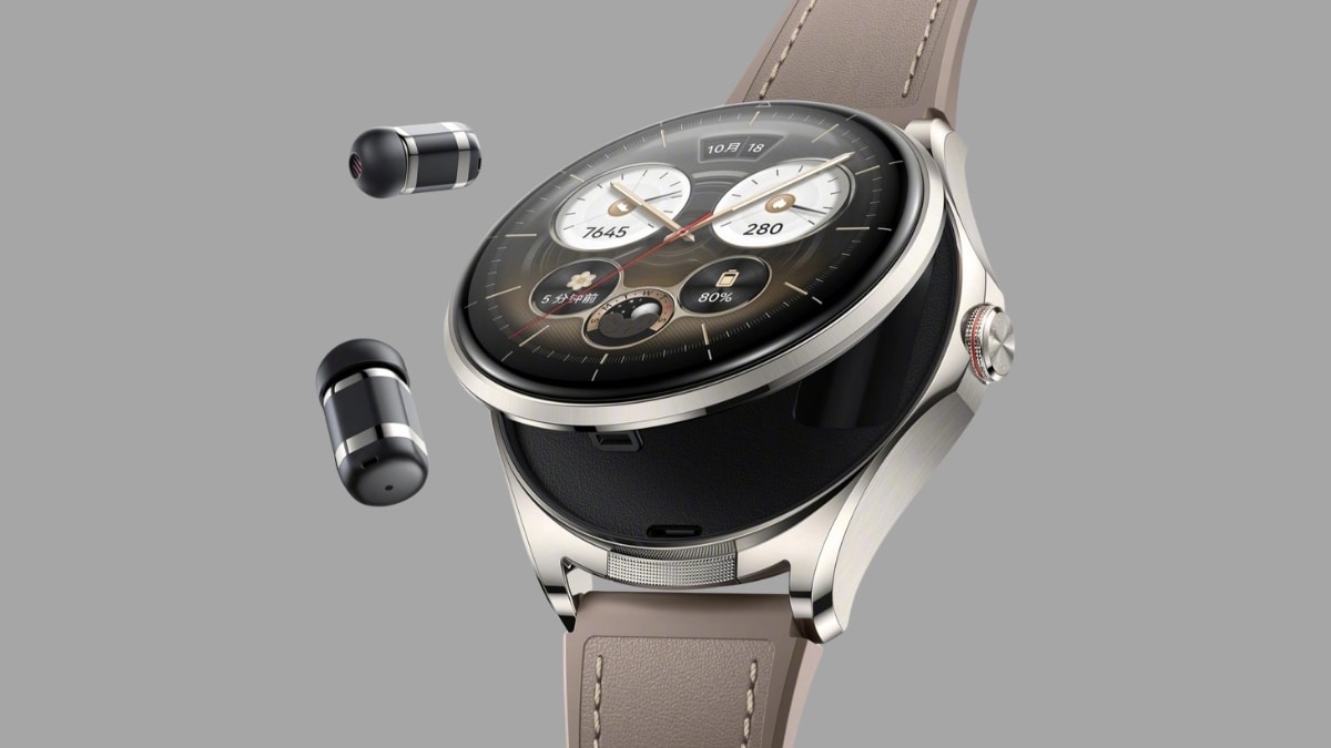 Cận cảnh chi tiết nắp mở và tai nghe bên trong của Huawei Watch Buds 2