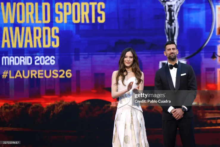 Novak Djokovic và Eileen Gu tại lễ trao giải Laureus 2026