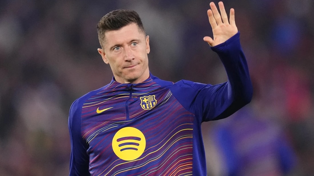 Lewandowski ăn mừng bàn thắng tại La Liga.