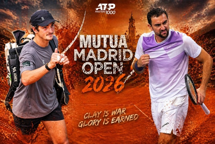 Joao Fonseca và Marin Cilic trước trận đấu tại Madrid Open