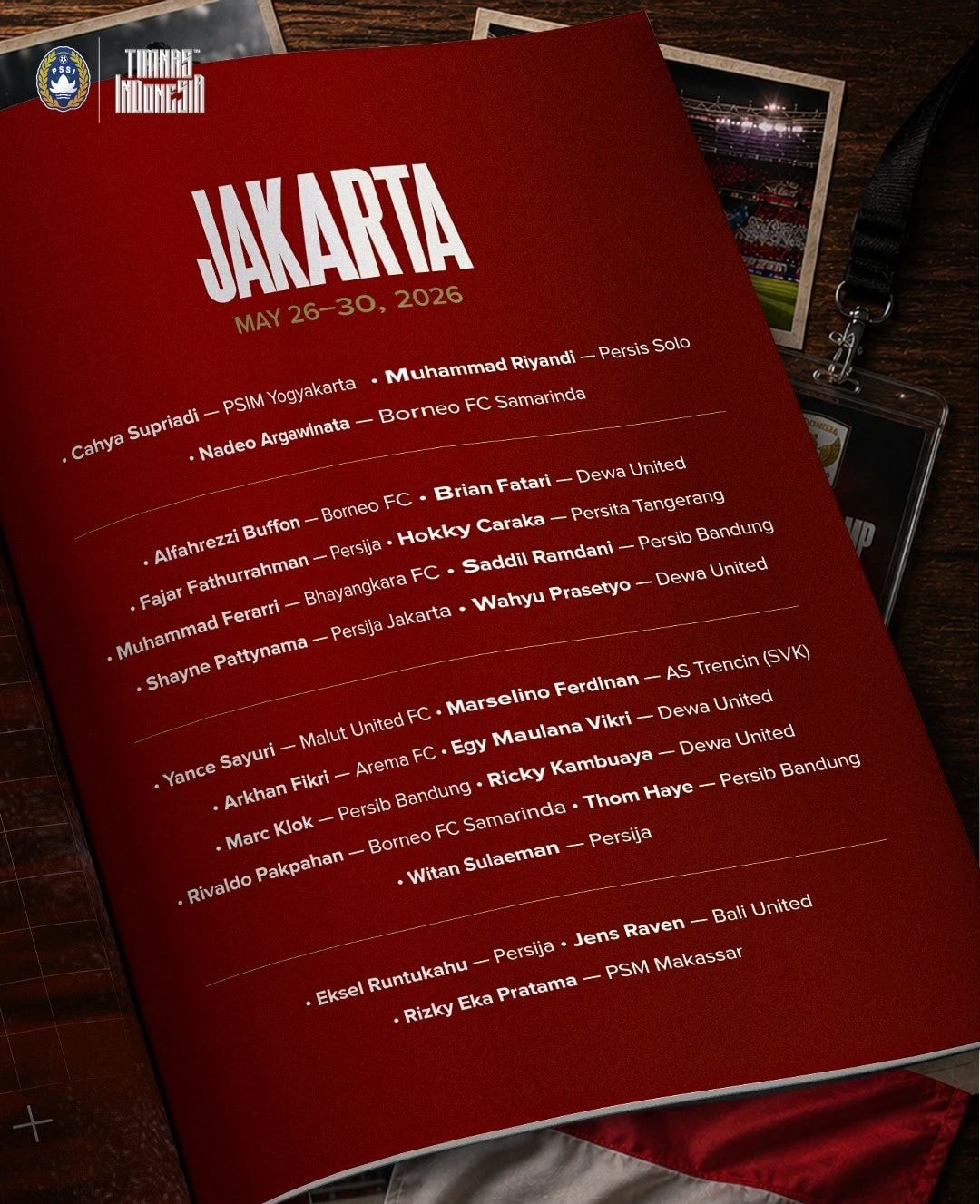 Danh sách các cầu thủ Indonesia được triệu tập.