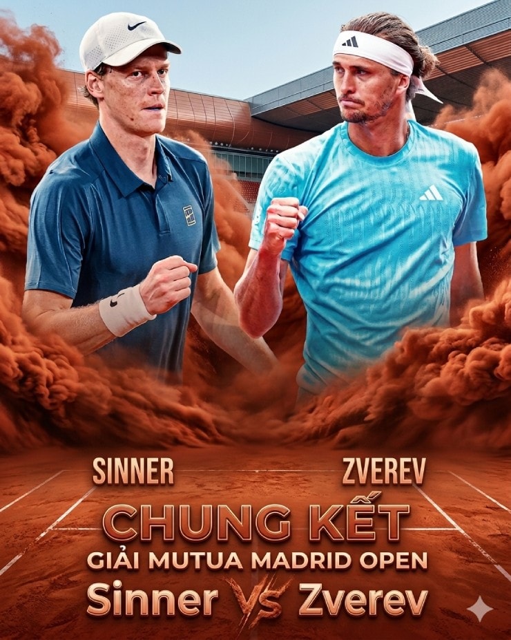 Jannik Sinner và Alexander Zverev đối đầu tại chung kết Madrid Open 2026