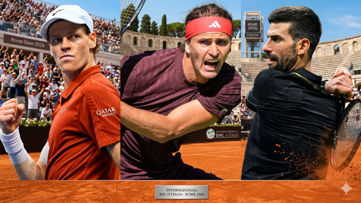 Djokovic, Sinner và Zverev tại nhánh đấu Rome Open 2026