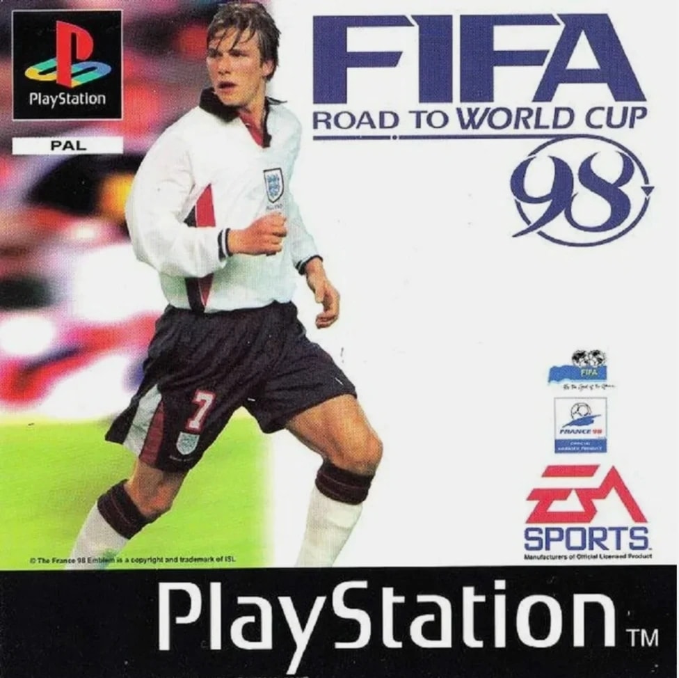 David Beckham trên bìa game FIFA 98.