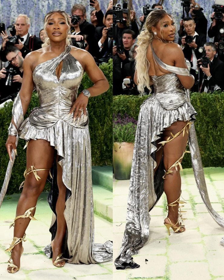 Serena Williams diện váy bạc phối phụ kiện vàng tại Met Gala