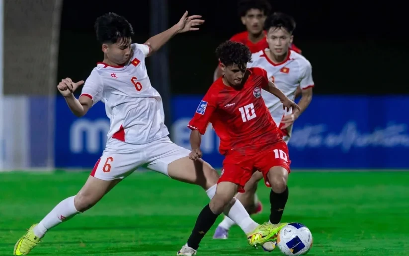 U17 Việt Nam ăn mừng bàn thắng vào lưới U17 Yemen