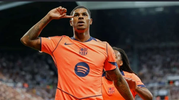 Marcus Rashford ăn mừng bàn thắng trong màu áo Barcelona tại đấu trường La Liga.