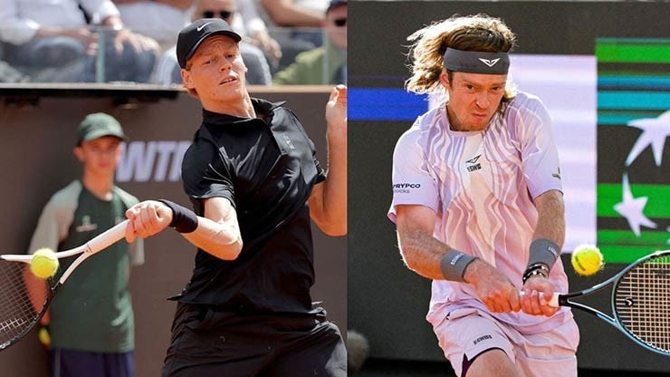 Jannik Sinner giành chiến thắng ấn tượng trước Rublev tại tứ kết Rome Masters 2026