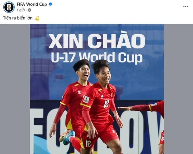 FIFA gửi lời chúc mừng đến ĐT U17 Việt Nam