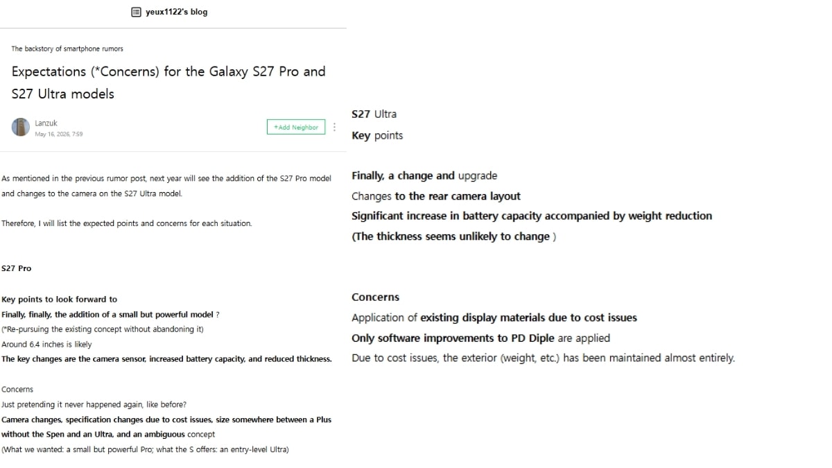 Tin rò rỉ về Galaxy S27 Ultra cùng Galaxy S27 Pro gây hào hứng cho cộng đồng