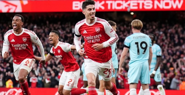 Kai Havertz dứt điểm ghi bàn thắng duy nhất cho Arsenal.