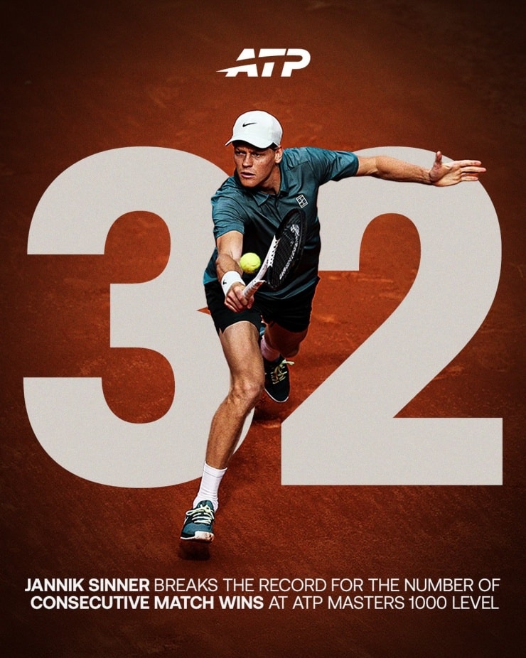 Jannik Sinner hoàn tất Career Golden Masters ở tuổi 24