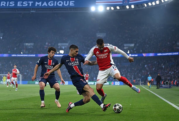 Các cầu thủ PSG chuẩn bị cho trận chung kết Champions League với Arsenal