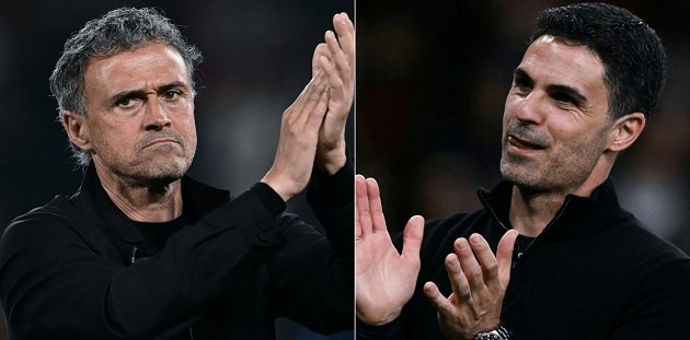 Luis Enrique và Mikel Arteta trong màn tái đấu chiến thuật tại chung kết Champions League.