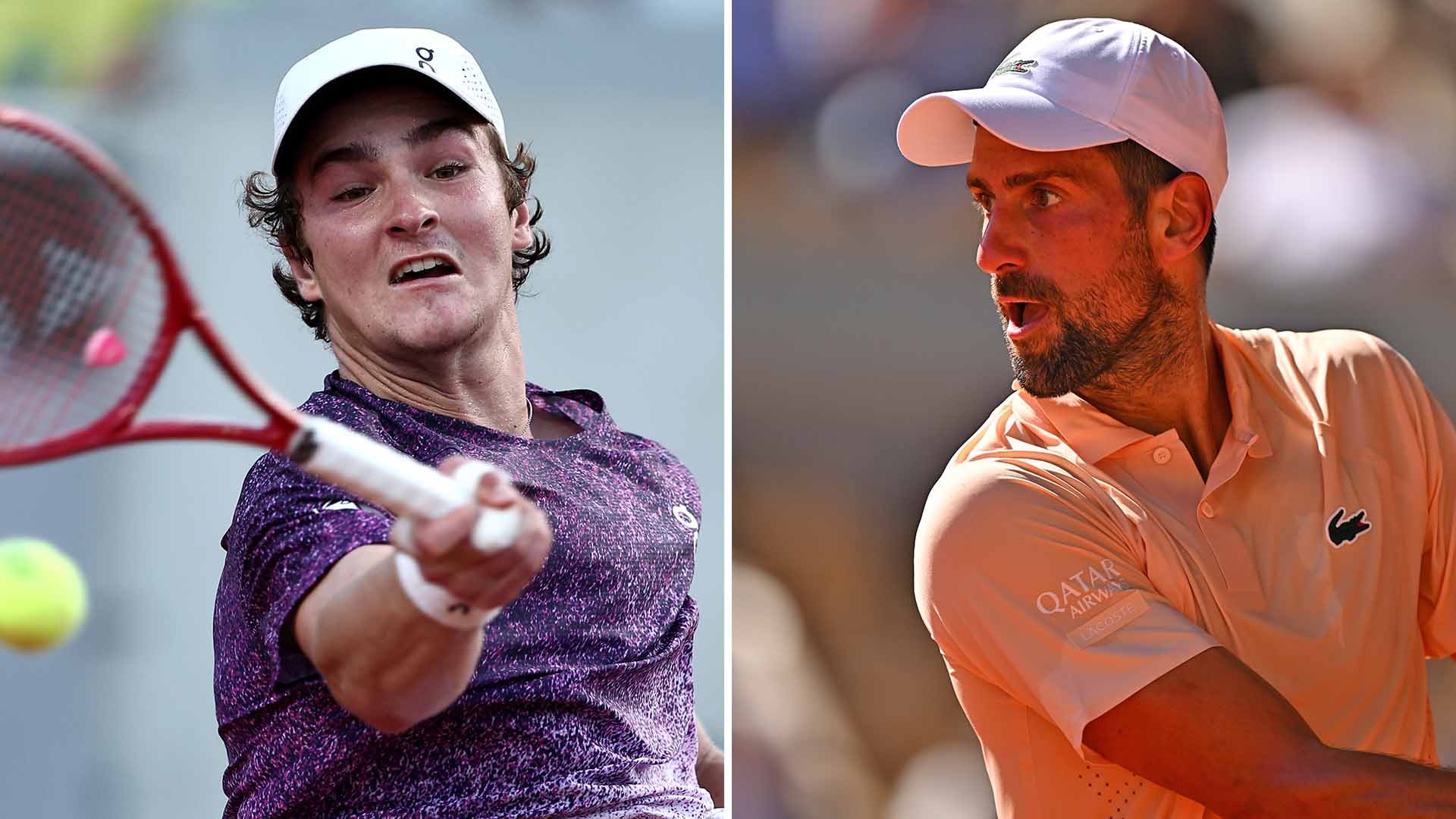 Fonseca gặp khó khăn trước Djokovic trong những set đấu đầu tiên