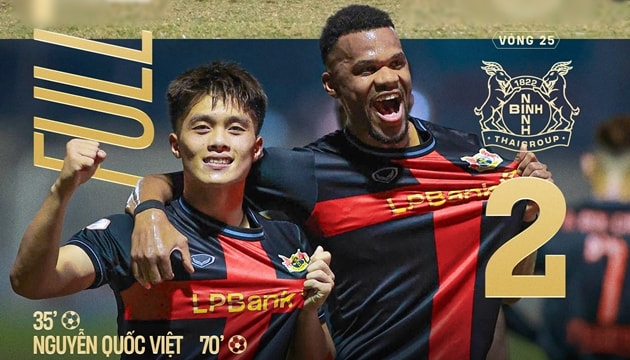 Thắng thuyết phục Thanh Hóa, Ninh Bình trở lại top 3 V-League.