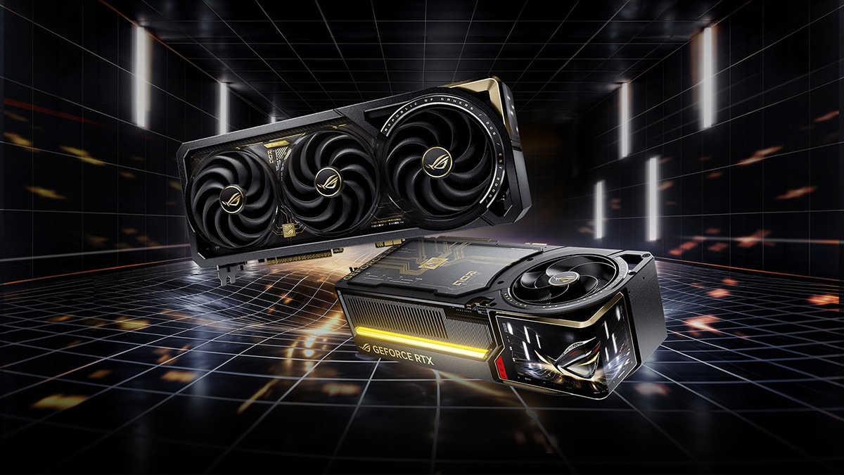 Card đồ họa ROG Astral GeForce RTX 5090 Edition 20 với thiết kế tản nhiệt bốn quạt