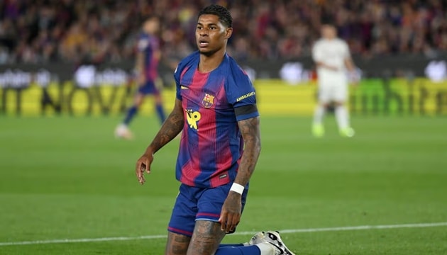 Biểu cảm của Marcus Rashford trong một trận đấu tại Manchester United