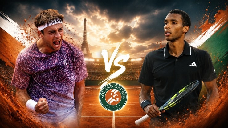 Flavio Cobolli và Felix Auger-Aliassime trước trận tứ kết Roland Garros 2026