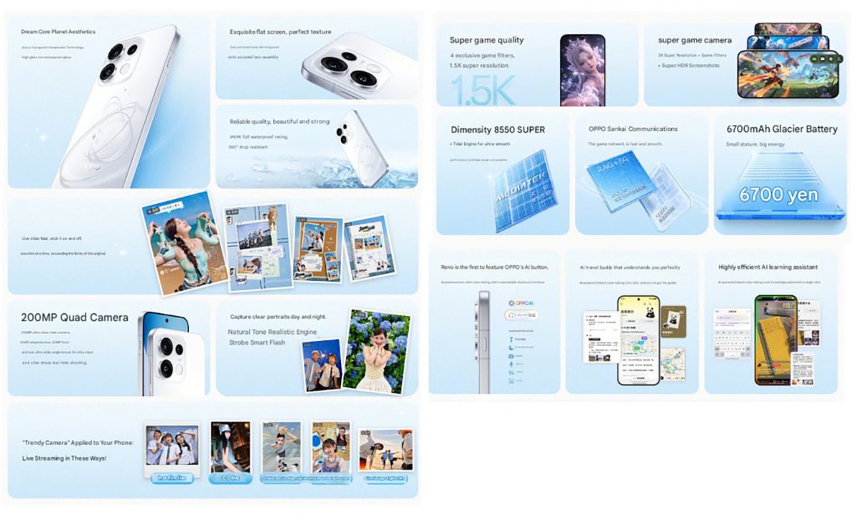 Các tính năng dự kiến trên mẫu OPPO Reno16 tiêu chuẩn quốc tế